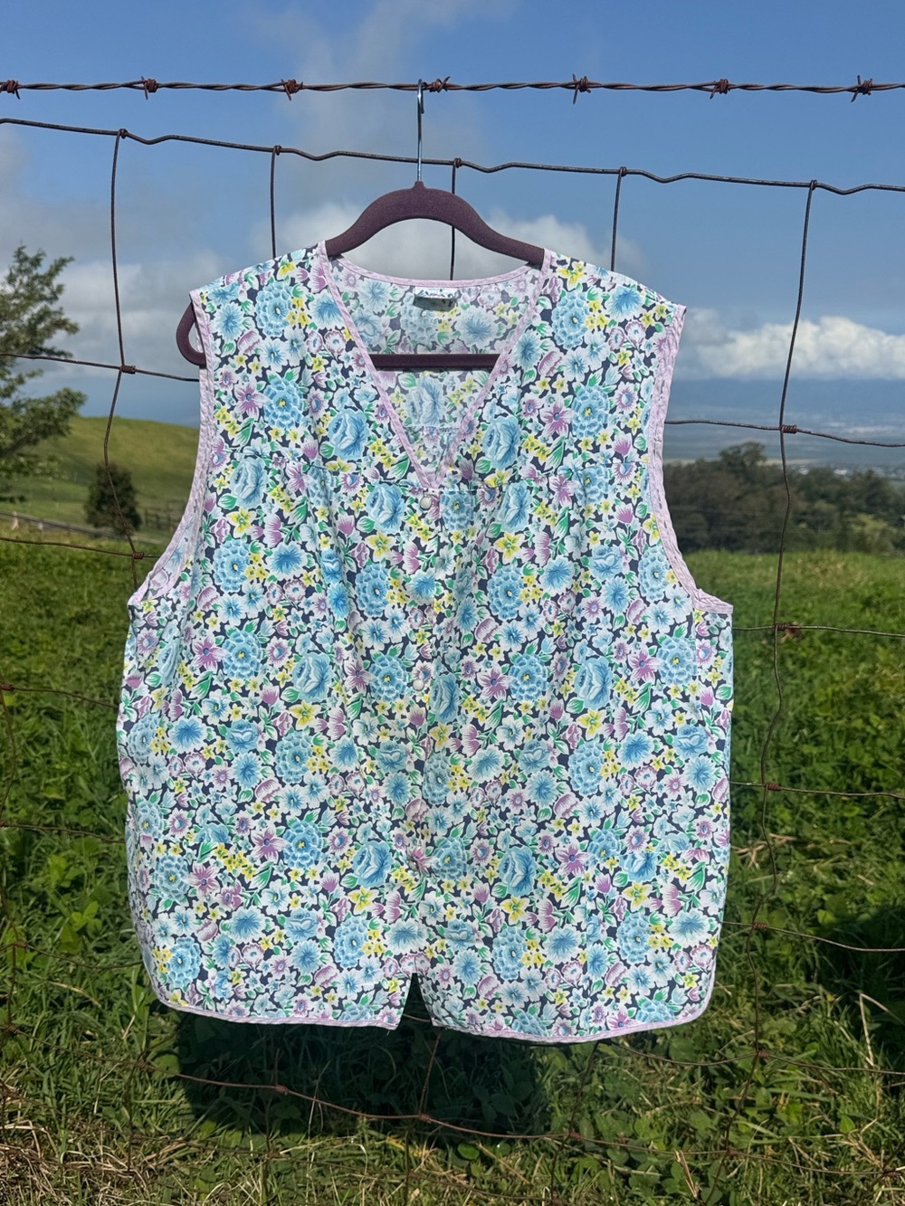 Vintage 70s grammarcore floral smock vest